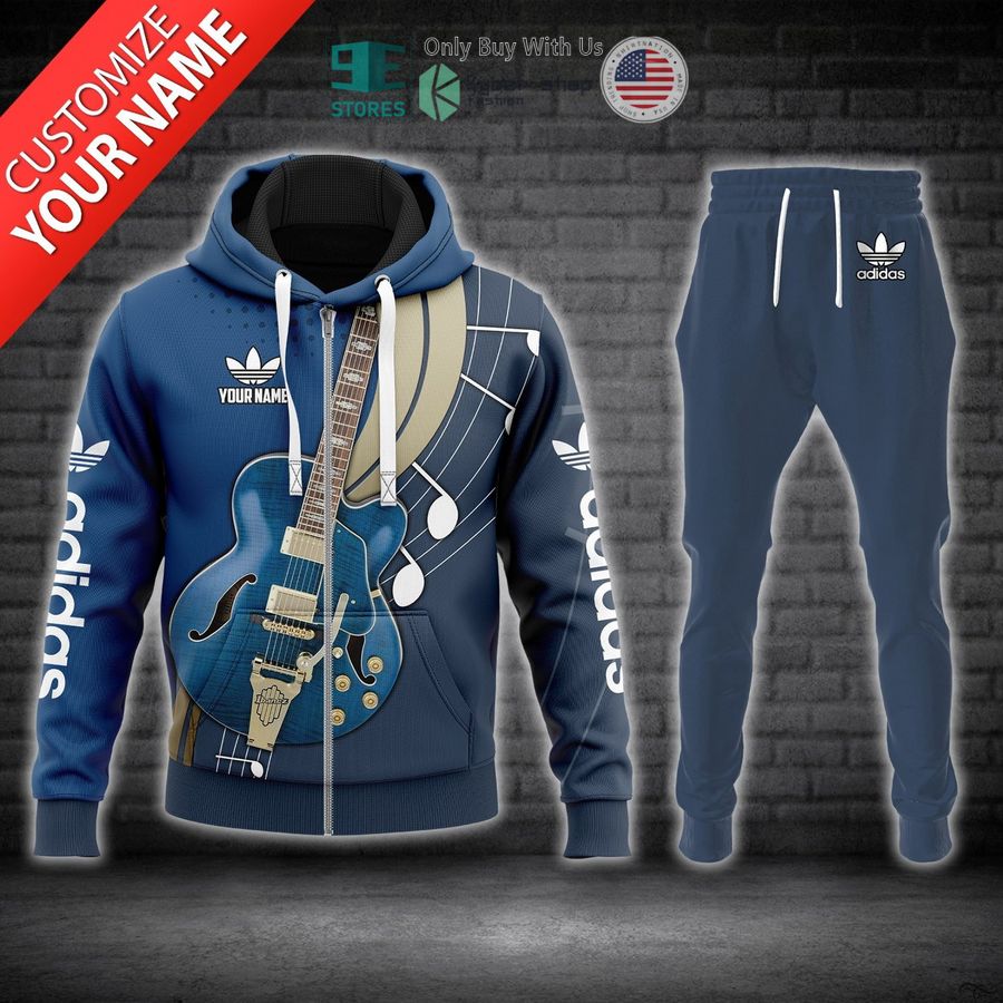 personalized adidas electric guitar blue zip hoodie long pants 1 60261