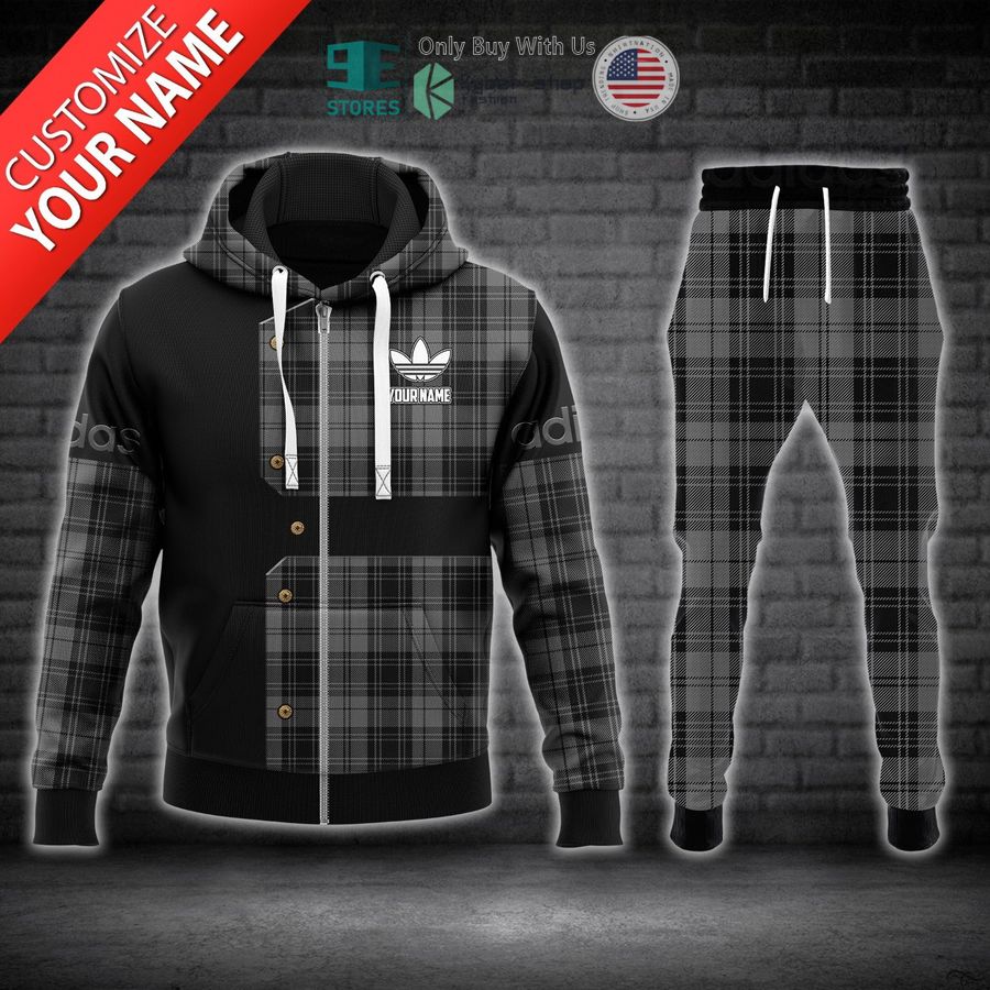 personalized adidas plaid pattern zip hoodie long pants 1 90504