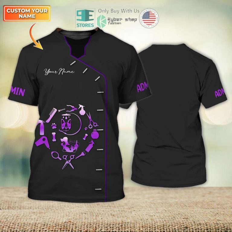 personalized admin purple groomer svg dog groomer pet groomer uniform salon pet 3d shirt 1 51745