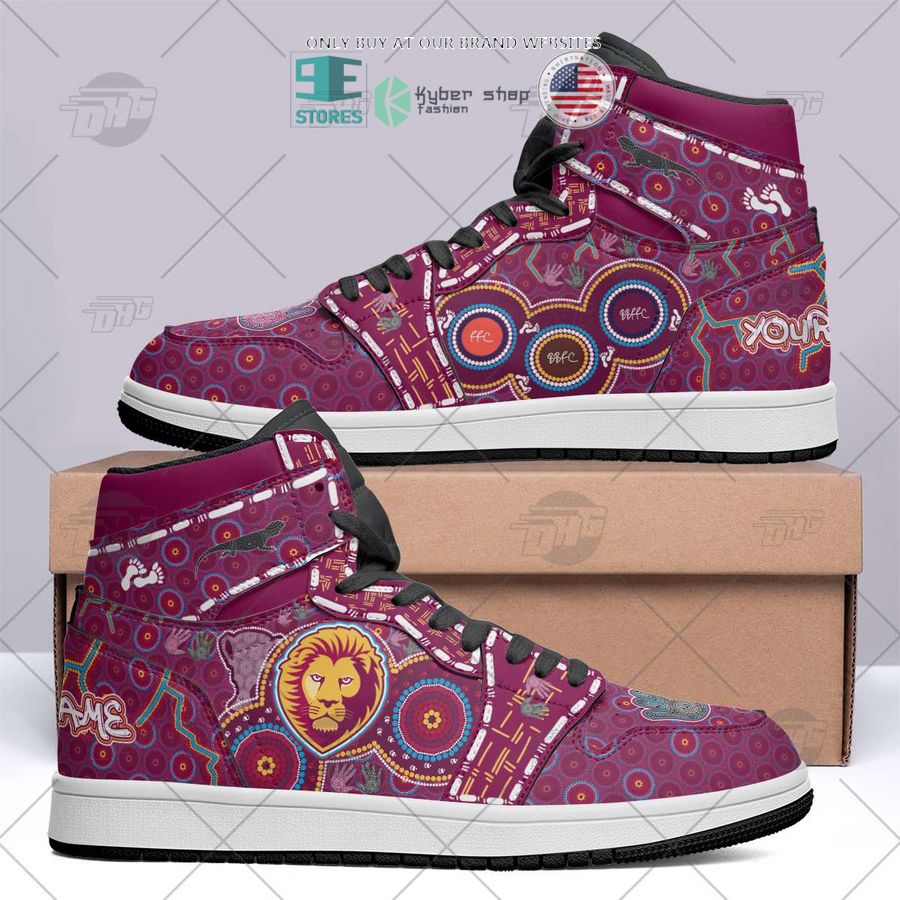 personalized afl brisbane lions indigenous air jordan high top shoes 1 29105