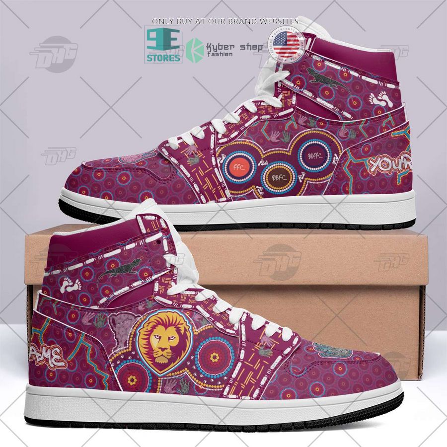 personalized afl brisbane lions indigenous air jordan high top shoes 2 45653