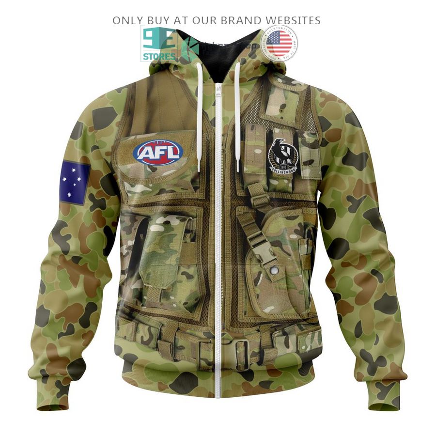 personalized afl collingwood football club special military camo 3d shirt hoodie 2 9307
