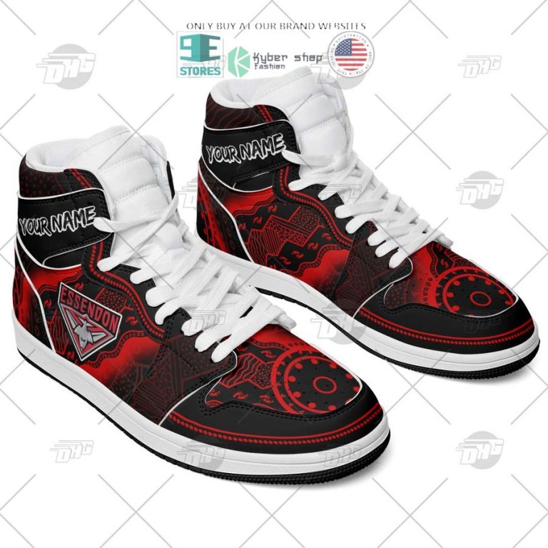 personalized afl essendon bombers indigenous air jordan high top shoes 3 6056