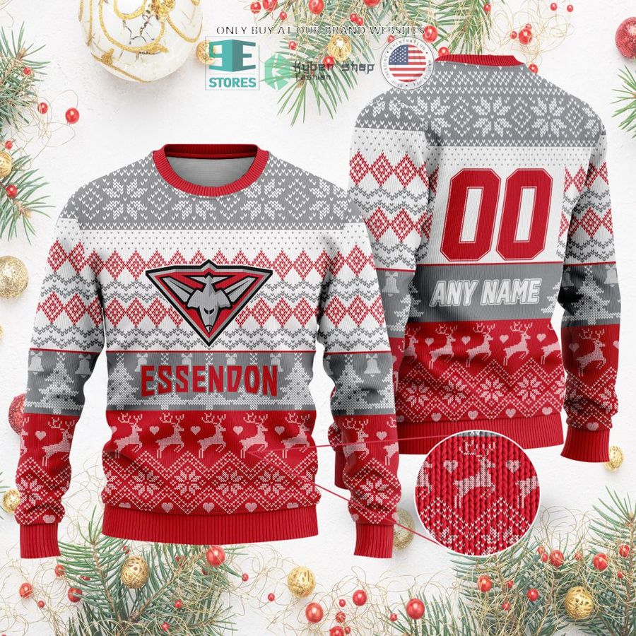 personalized afl essendon football club christmas sweater sweatshirt 2 75468