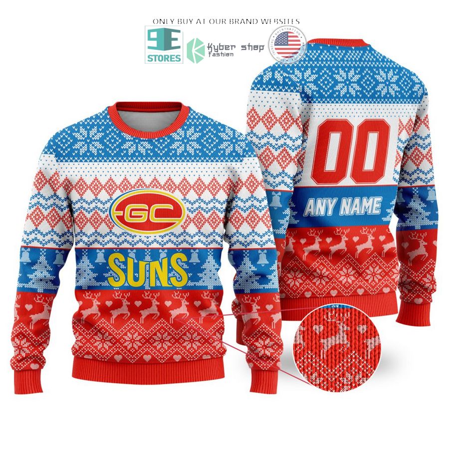 personalized afl gold coast suns christmas sweater sweatshirt 1 86722