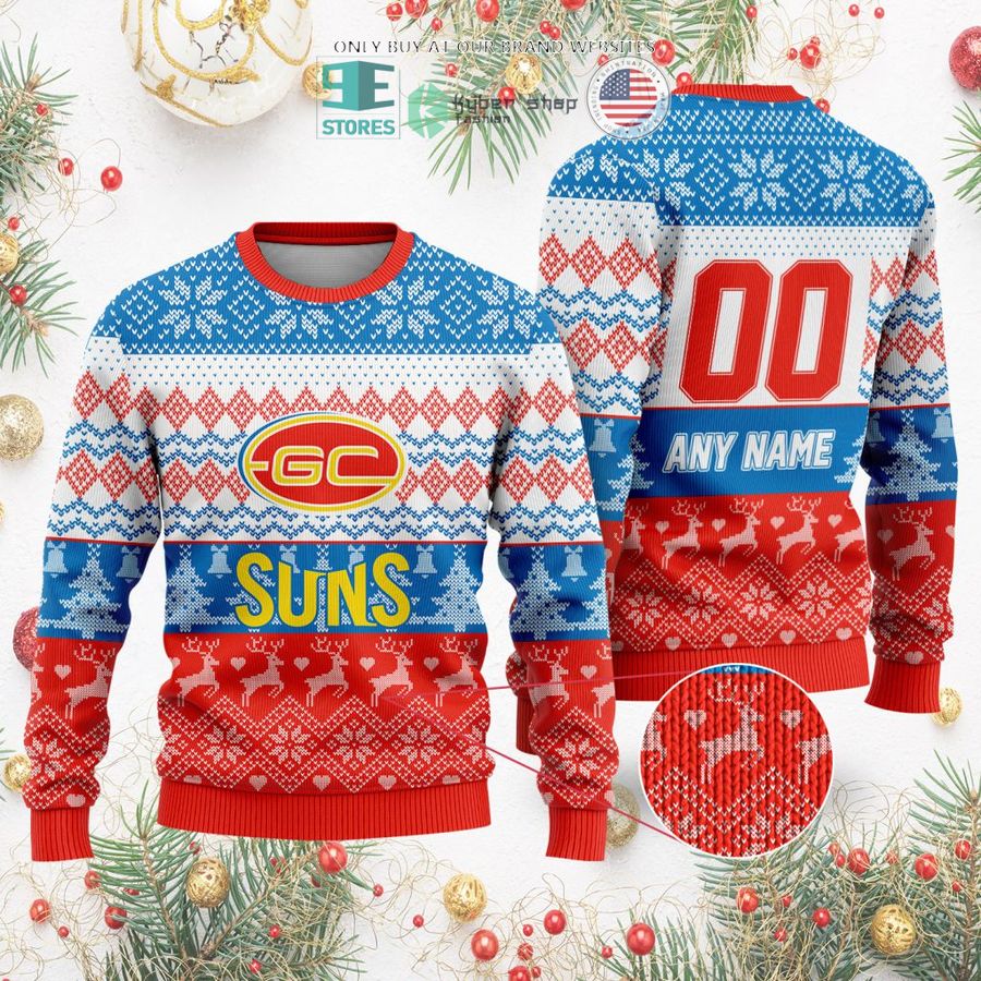 personalized afl gold coast suns christmas sweater sweatshirt 2 13442