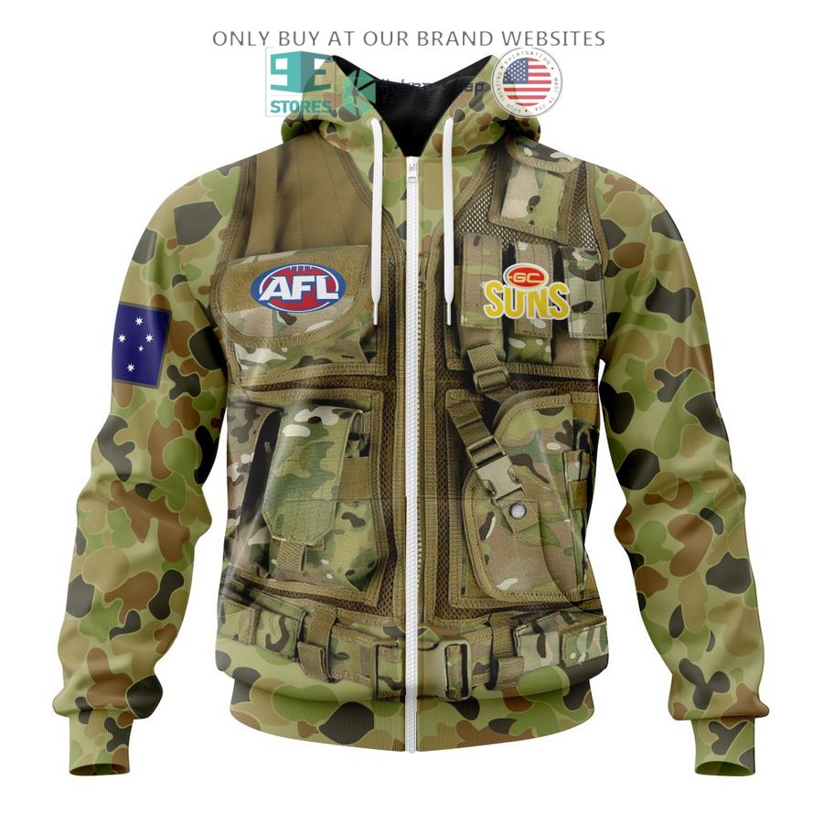 personalized afl gold coast suns special military camo 3d shirt hoodie 2 50887