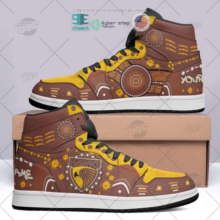 personalized afl hawthorn hawks indigenous air jordan high top shoes 1 96995