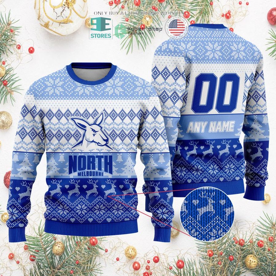 personalized afl north melbourne football club christmas sweater sweatshirt 2 13895