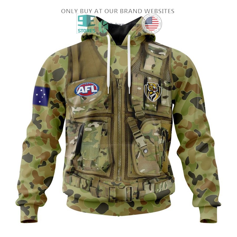 personalized afl richmond tigers special military camo 3d shirt hoodie 1 16148