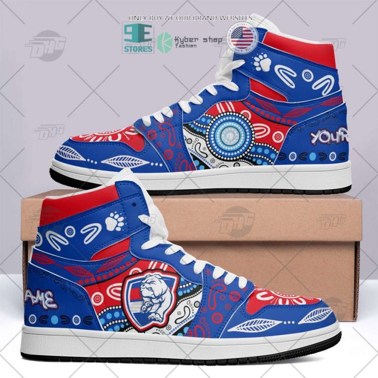 personalized afl western bulldogs indigenous air jordan high top shoes 2 8207