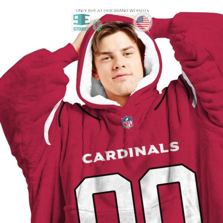 personalized arizona cardinals red sherpa hoodie blanket 3 20990