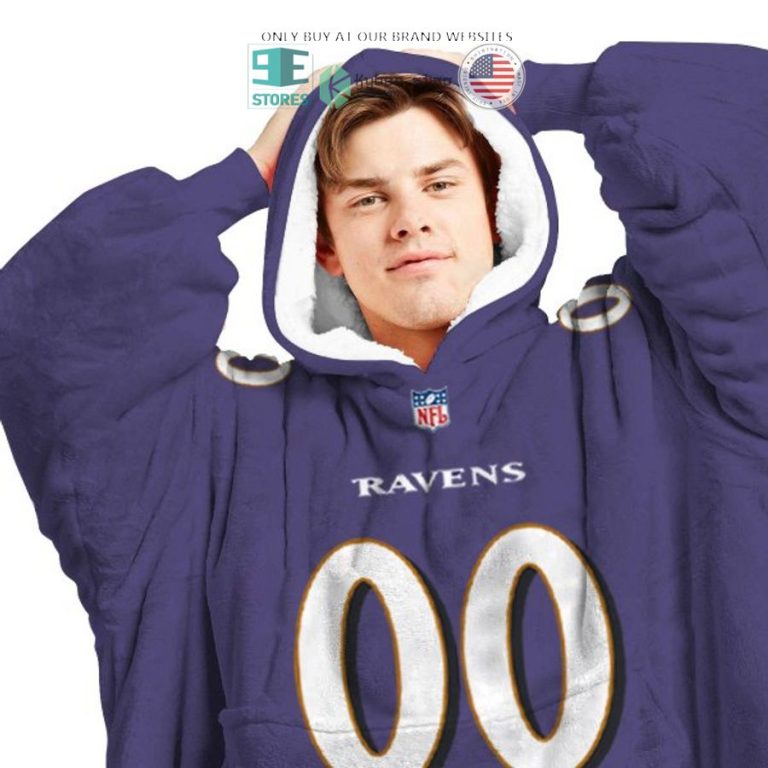 personalized baltimore ravens purple sherpa hoodie blanket 3 75383