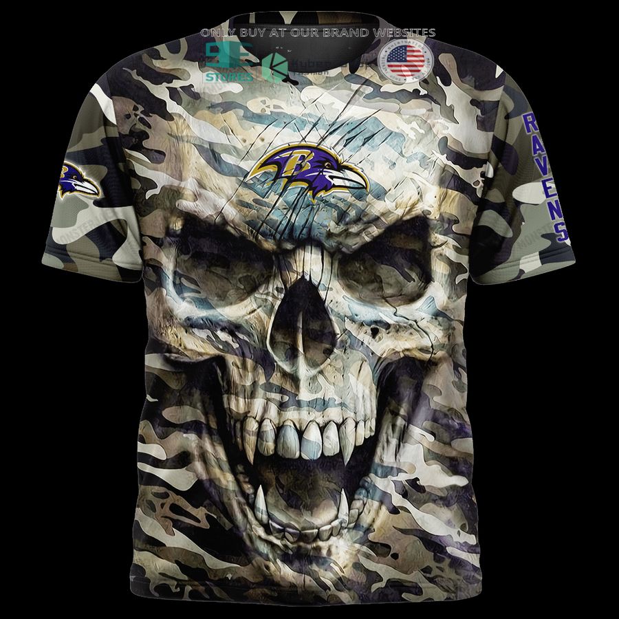personalized baltimore ravens skull camo 3d shirt hoodie 2 3326