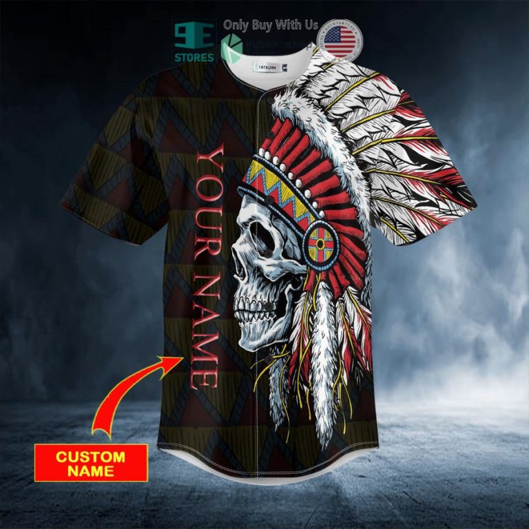 personalized black native skull custom baseball jersey 3 63920