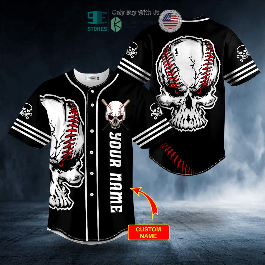 personalized black pitch a ball skull custom baseball jersey 1 78647