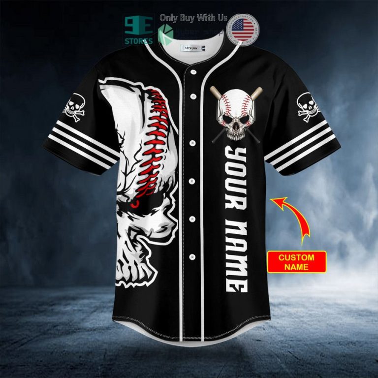 personalized black pitch a ball skull custom baseball jersey 3 10099