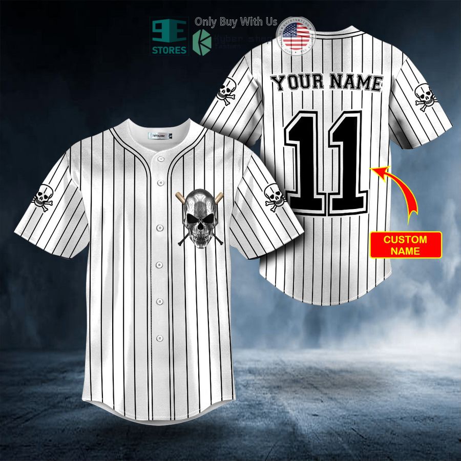 personalized black stripes no 11 metal skull custom baseball jersey 1 77322