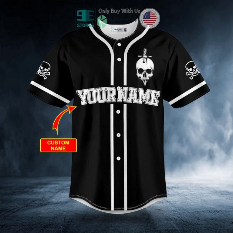 personalized black white a knife through a skull custom baseball jersey 3 67986