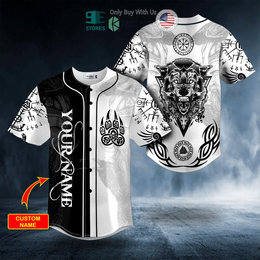personalized black white bear claws viking tattoo custom baseball jersey 1 6019