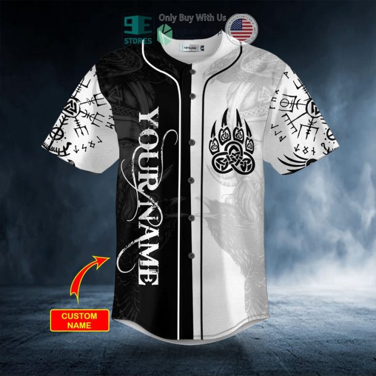 personalized black white bear claws viking tattoo custom baseball jersey 3 8384