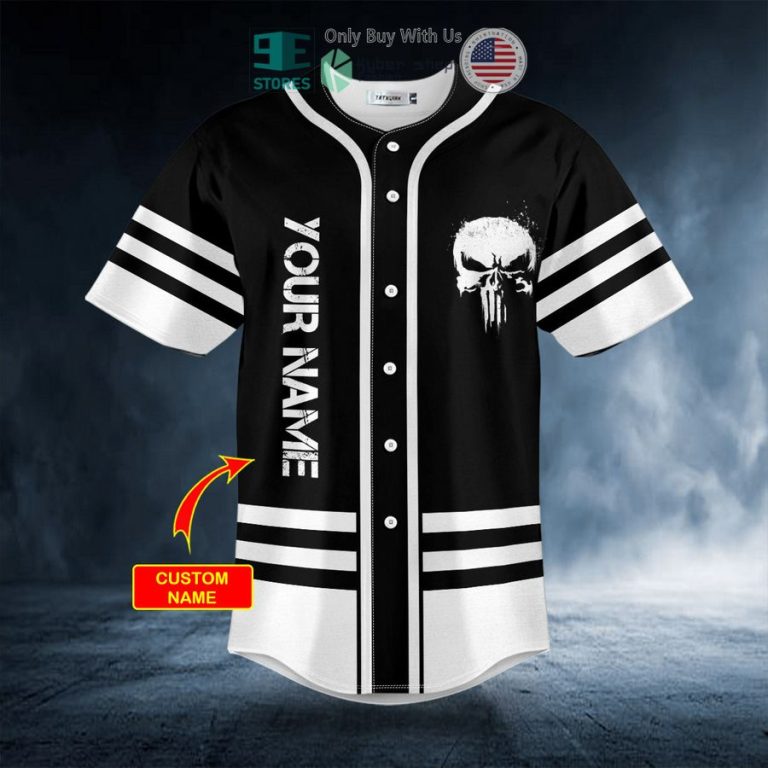 personalized black white punisher skull custom baseball jersey 3 5234