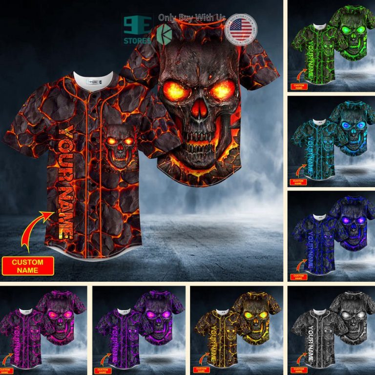 personalized blast fire skull custom baseball jersey 1 29595