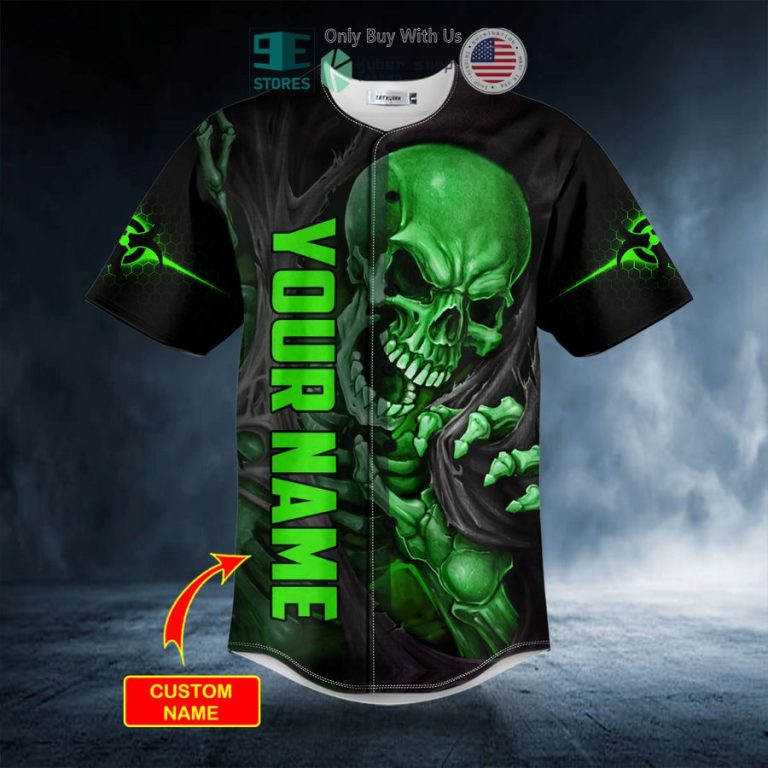 personalized blood drip skeleton green skull custom baseball jersey 3 33288