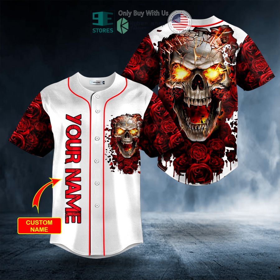personalized blood rose fire skull custom baseball jersey 1 15245