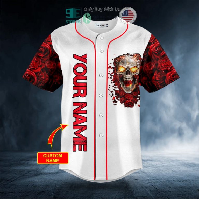 personalized blood rose fire skull custom baseball jersey 3 62905