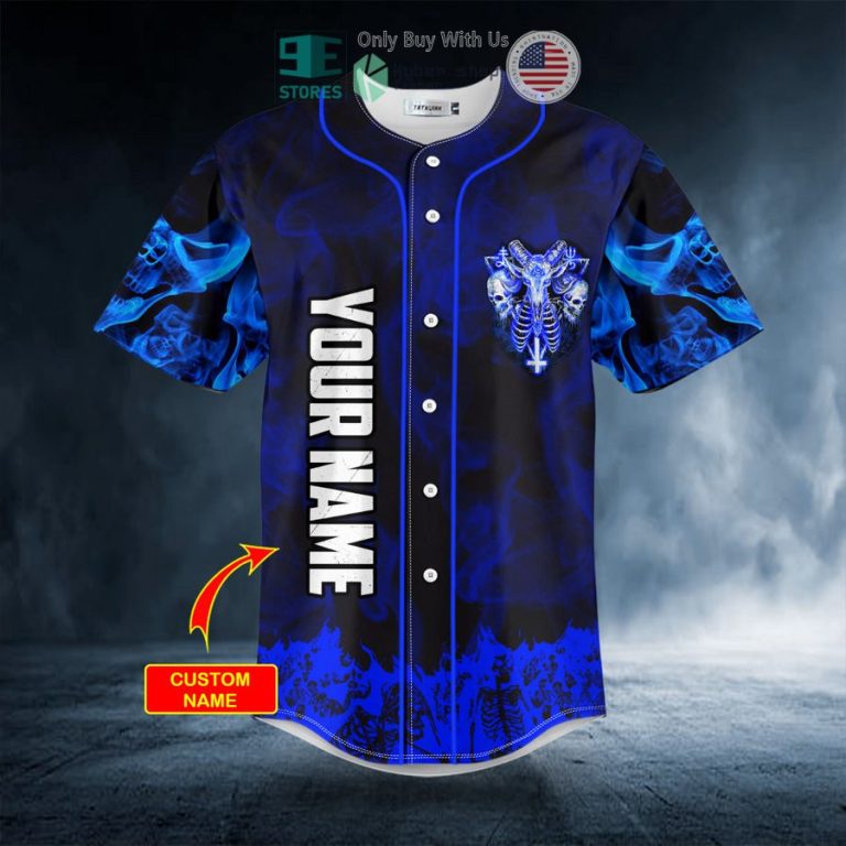 personalized blue baphomet evil skull custom baseball jersey 3 27864