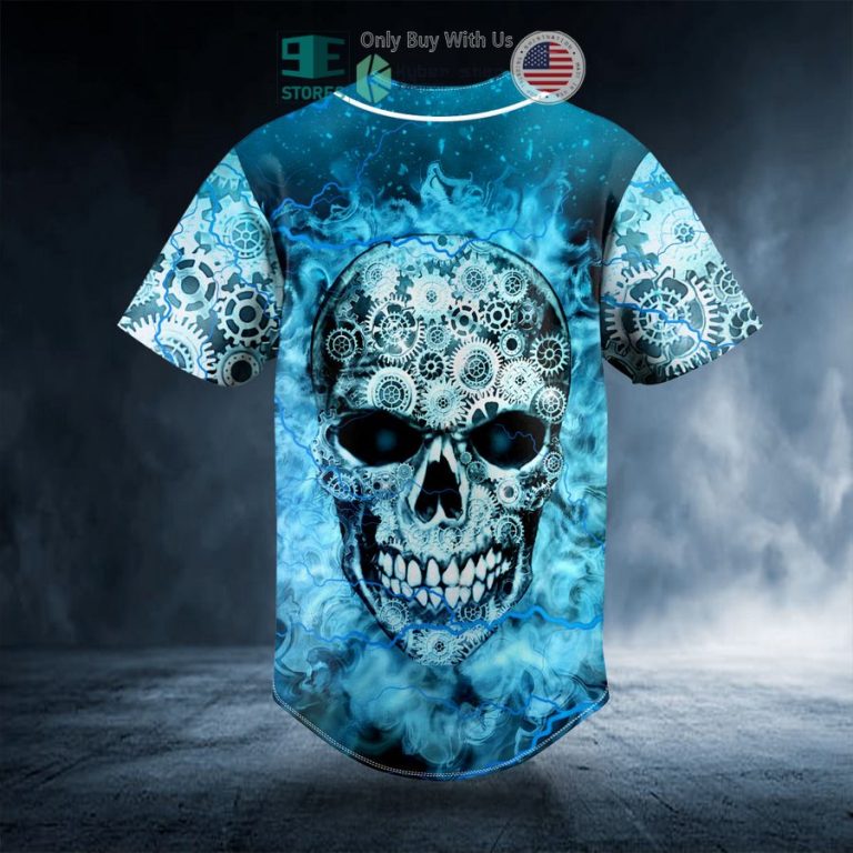 personalized blue mechanism gear skull custom baseball jersey 3 14379