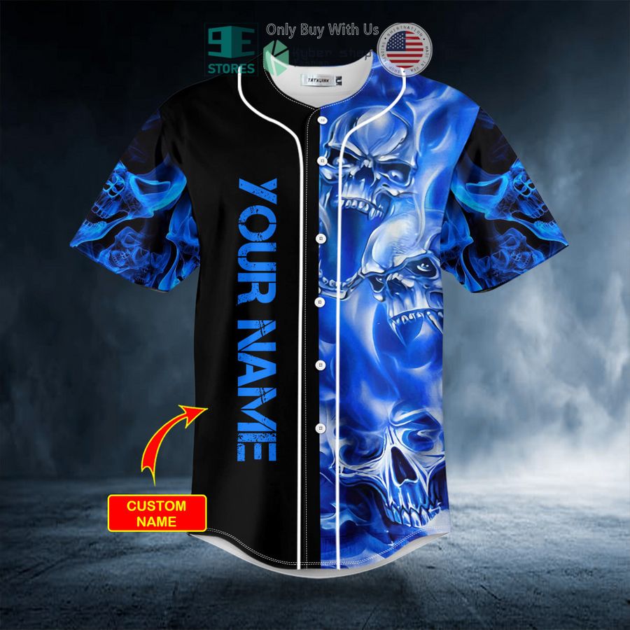 personalized blue soul eater ghost skull custom baseball jersey 1 81022