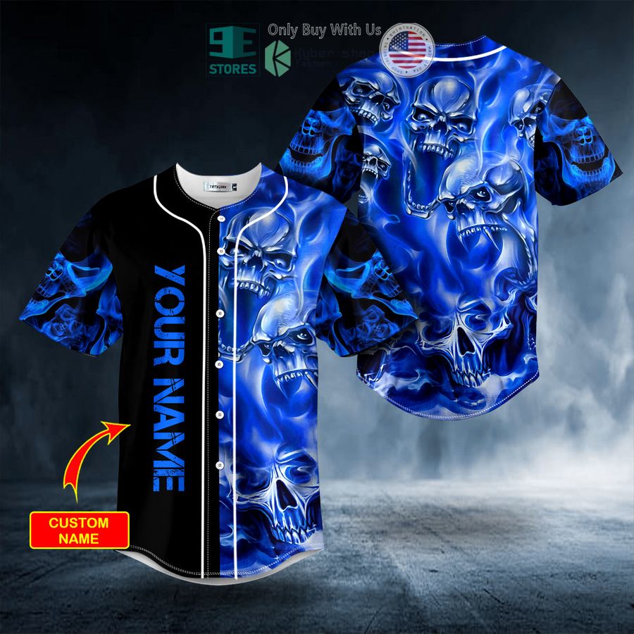 personalized blue soul eater ghost skull custom baseball jersey 2 68271