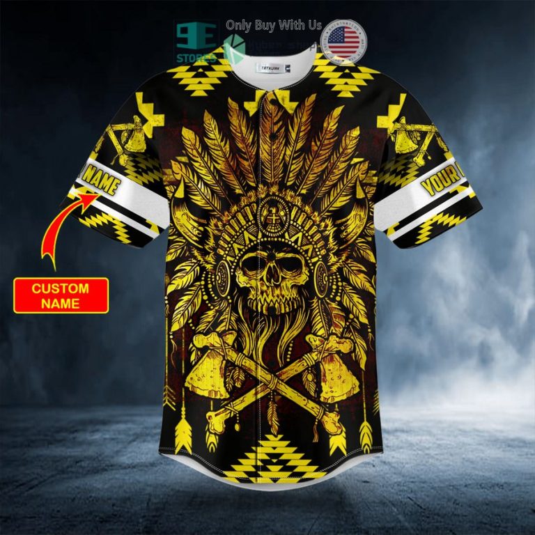 personalized brocade pattern 10 native skull custom baseball jersey 3 67797