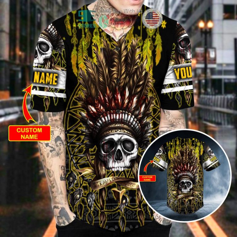 personalized brocade pattern 12 native skull custom baseball jersey 2 66378