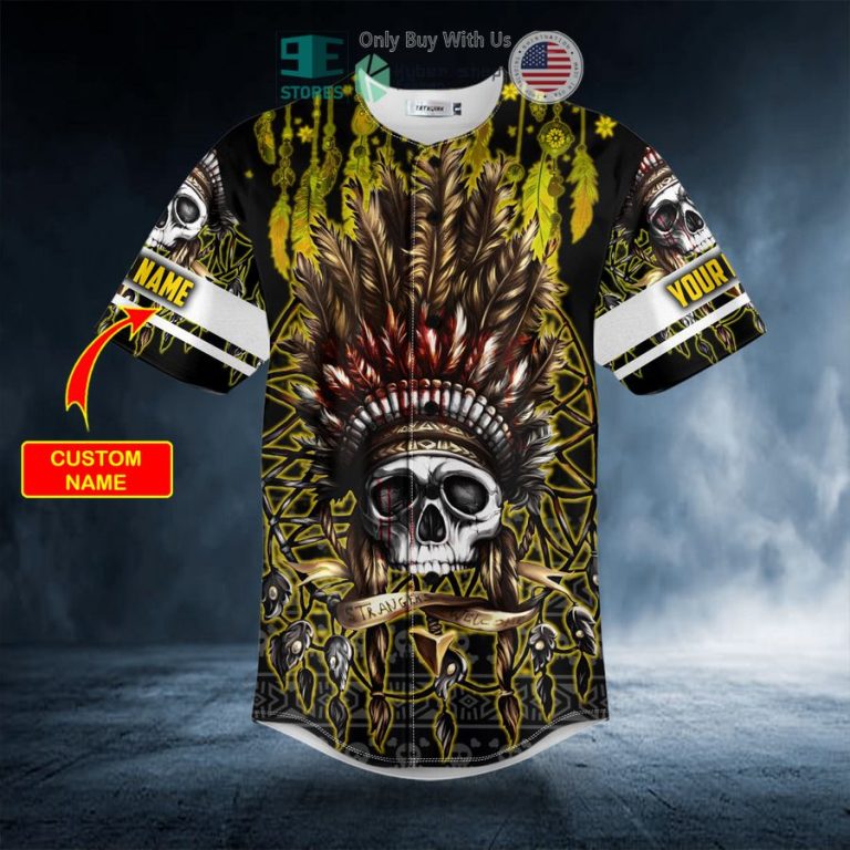 personalized brocade pattern 12 native skull custom baseball jersey 3 67258