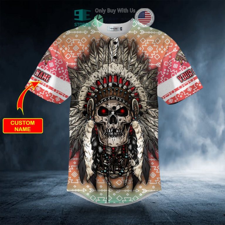 personalized brocade pattern 2 native skull custom baseball jersey 3 80904