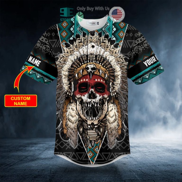 personalized brocade pattern 5 native skull custom baseball jersey 3 47100