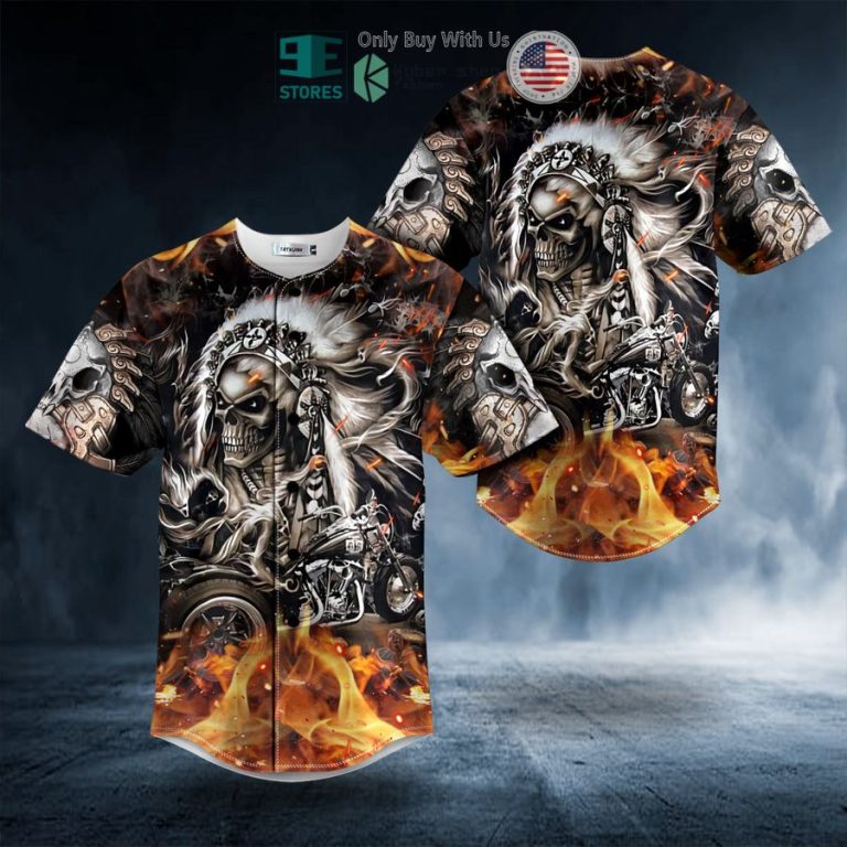 personalized brocade pattern 7 native skull custom baseball jersey 1 18830