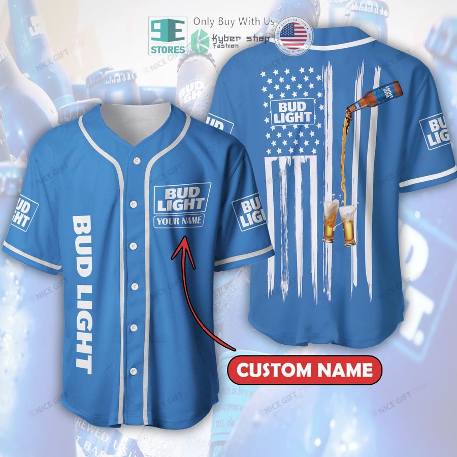 personalized bud light united states flag blue custom baseball jersey 1 63368
