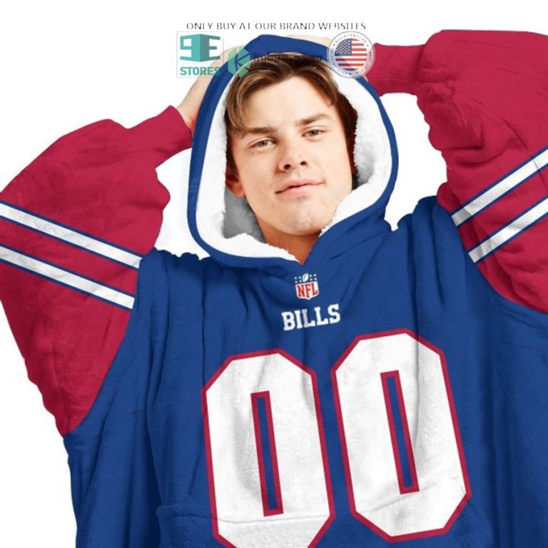 personalized buffalo bills blue red sherpa hoodie blanket 3 44270