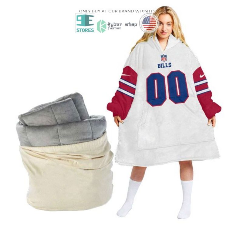 personalized buffalo bills white red sherpa hoodie blanket 1 63670