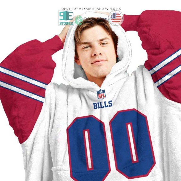 personalized buffalo bills white red sherpa hoodie blanket 3 82227