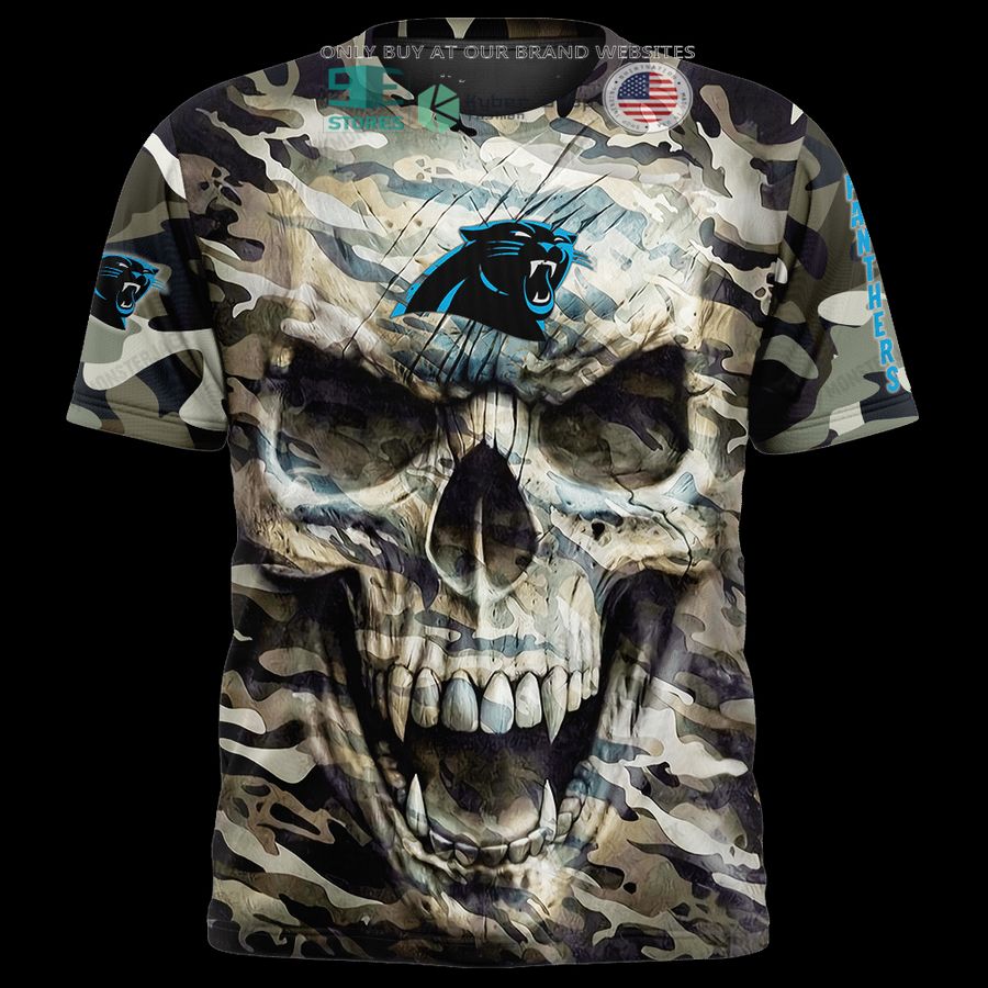 personalized carolina panthers skull camo 3d shirt hoodie 1 33632