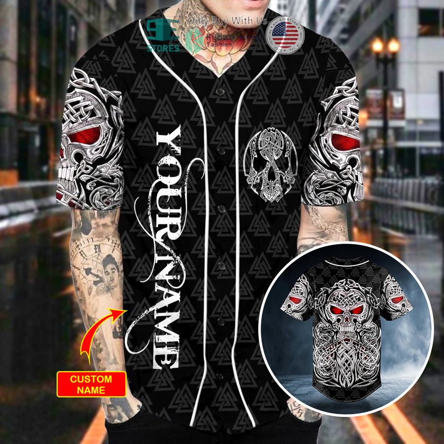 personalized celtic skull tattoo custom baseball jersey 2 643