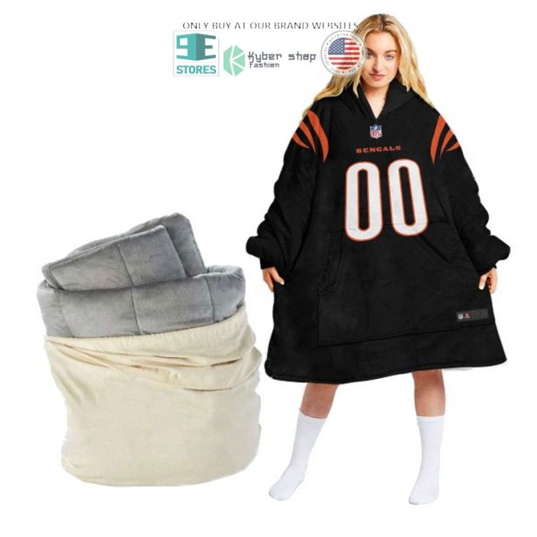 personalized cincinnati bengals red sherpa hoodie blanket 1 17584