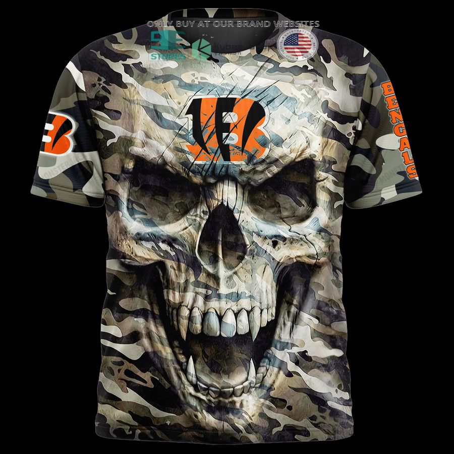 personalized cincinnati bengals skull camo 3d shirt hoodie 1 86476