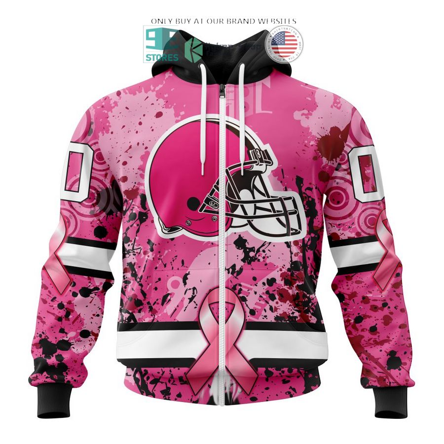 personalized cleveland browns breast cancer awareness 3d shirt hoodie 2 8352