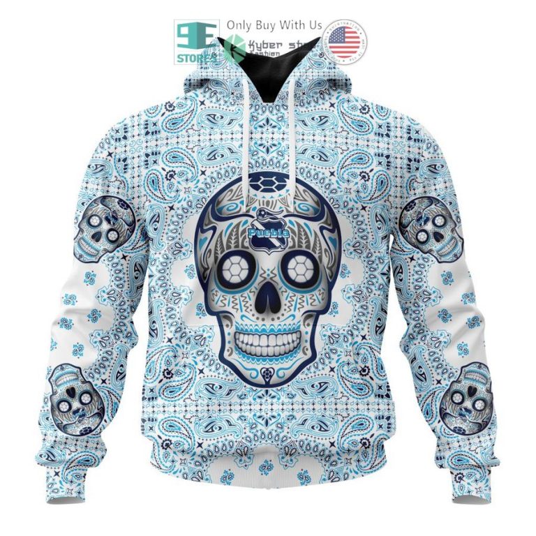 personalized club puebla sugar skull dia de muertos 3d shirt hoodie 1 36049